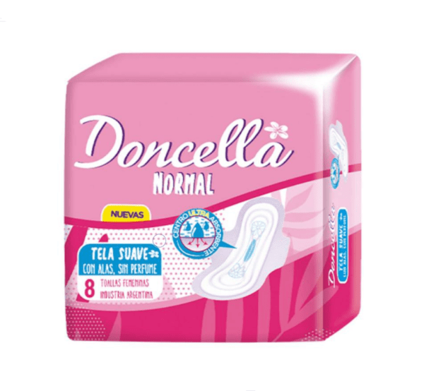 Toallitas Femeninas Doncella Delgadas Gel Sin Desodorante X8Unidades