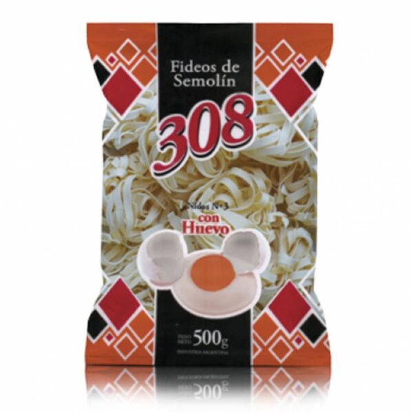 Fideos 308 De Semolin Con Huevo X 500 Gr N3