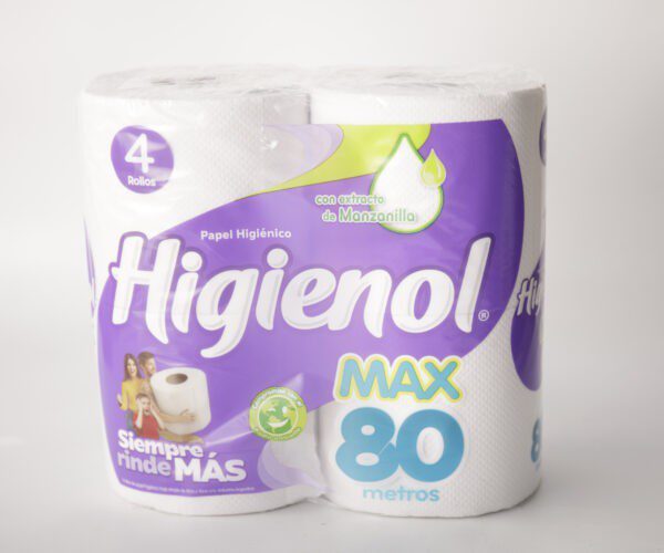 Papel Higienico Higienol Max C/Manzañilla X4 Rollos.X 80 Mts
