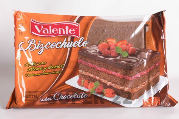 Bizcochuelo Valente Sabor Chocolate Rectangular X 3 Capas X 750 Grs