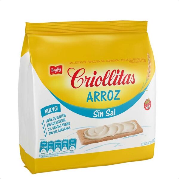 Tostadas Criollitas De Arroz Sin Sal X 110 Gr Sin T.A.C.C