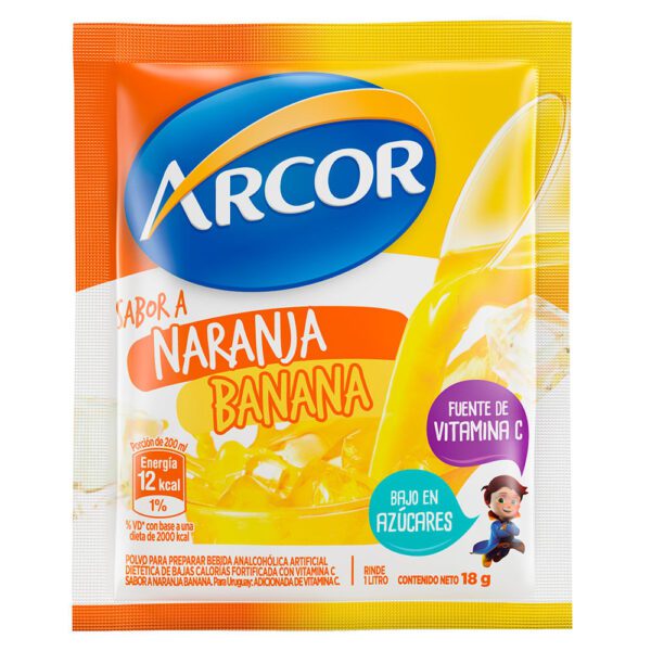 Jugo Arcor En Polvo Sabor Naranja Banana X 18 G
