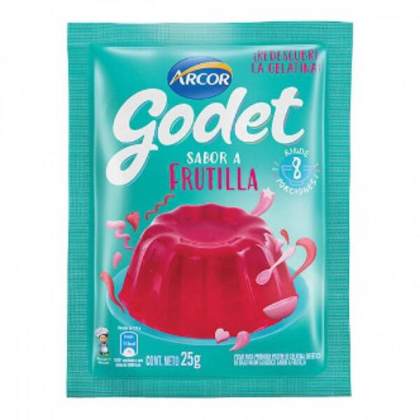 Gelatina Godet Sabor Frutilla X 25 Gr