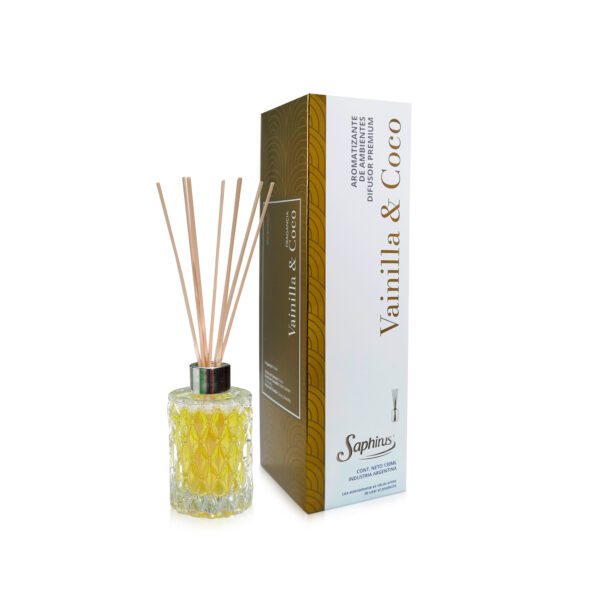 Difusor Premium Saphirus Aroma Vainilla Y Coco X 130 Ml
