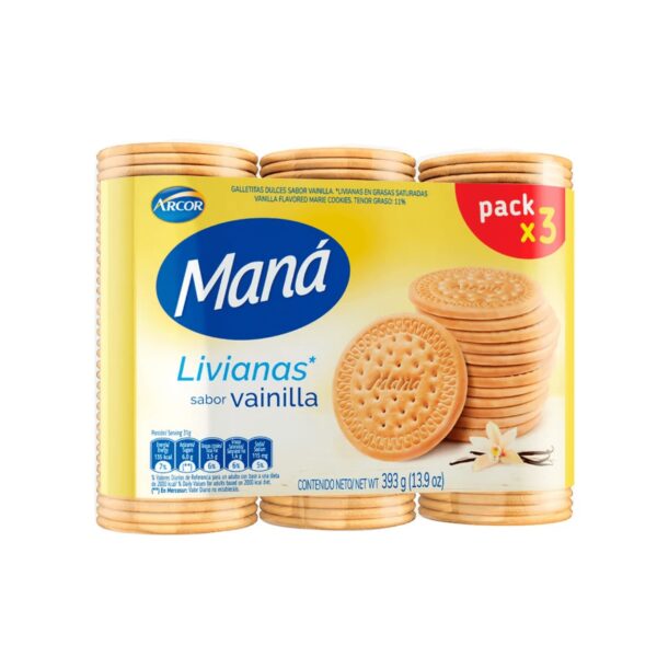 Galletitas Mana Livianas Sabor Vainilla Pack X 3