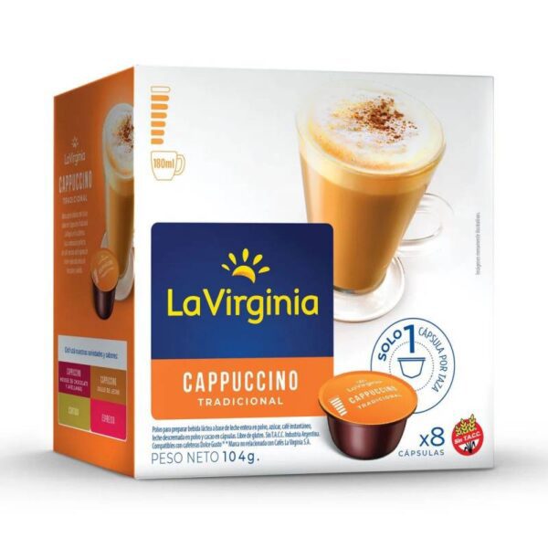 Capsulas La Virginia Capuccino Tradicional X 8 Un Sin T.A.C.C