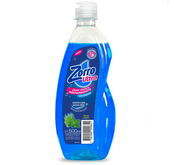 Detergente Zorro Ultra Menta Y Algas X 500 Ml