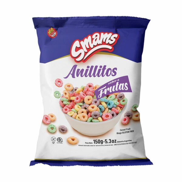 Cereales Anillitos Sabor A Frutas Smams X 150 Gr Sin T.A.C.C