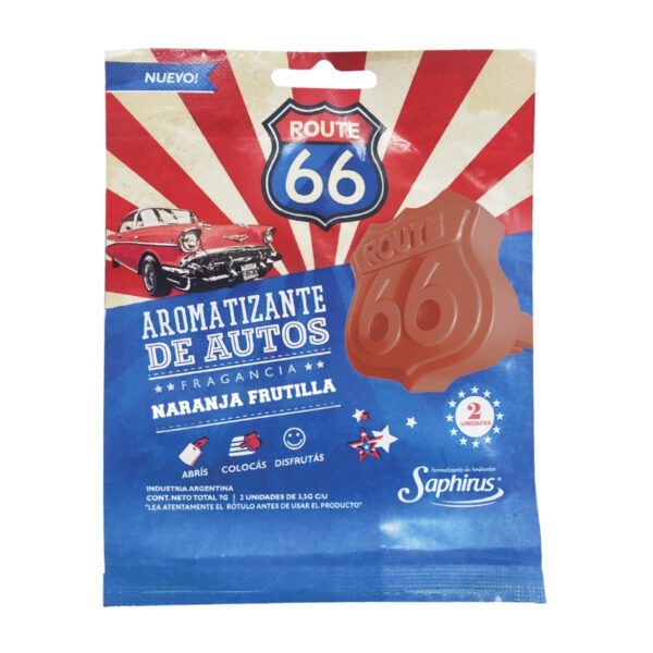 Aromatizante De Autos Fragancia Naranja Frutilla Route 66