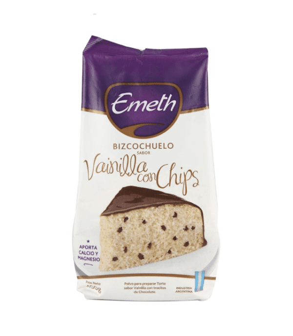 Bizcochuelo Emeth Sabor Vainilla Con Chips X 450 Gr