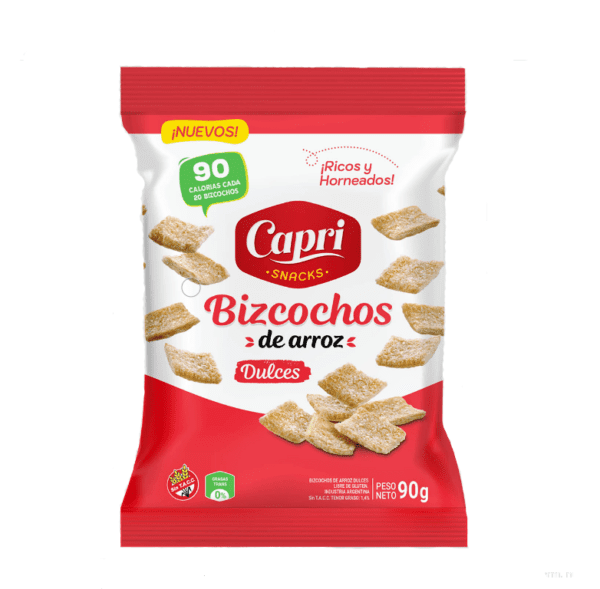 Bizcochos De Arroz Dulces Capri X 90 Gr Sin Tacc