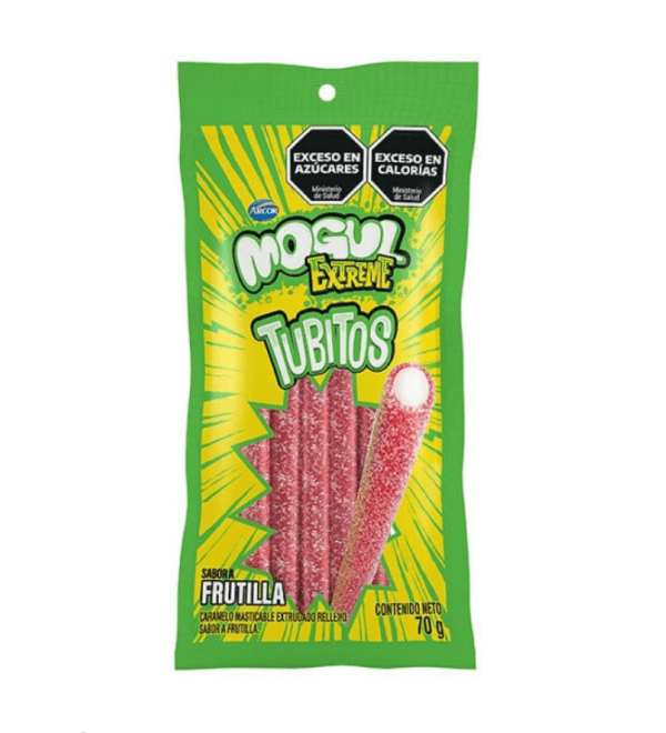 Tubitos Mogul Extreme Sabor Frutilla X 20 Gr