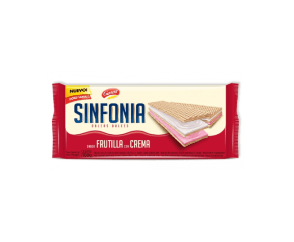 Obleas Sinfonia Frutilla Con Crema X 100 Gr